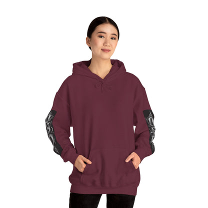 Graphic Hoodie — Gothic "OSD" Logo Pullover with Sleeve Panels