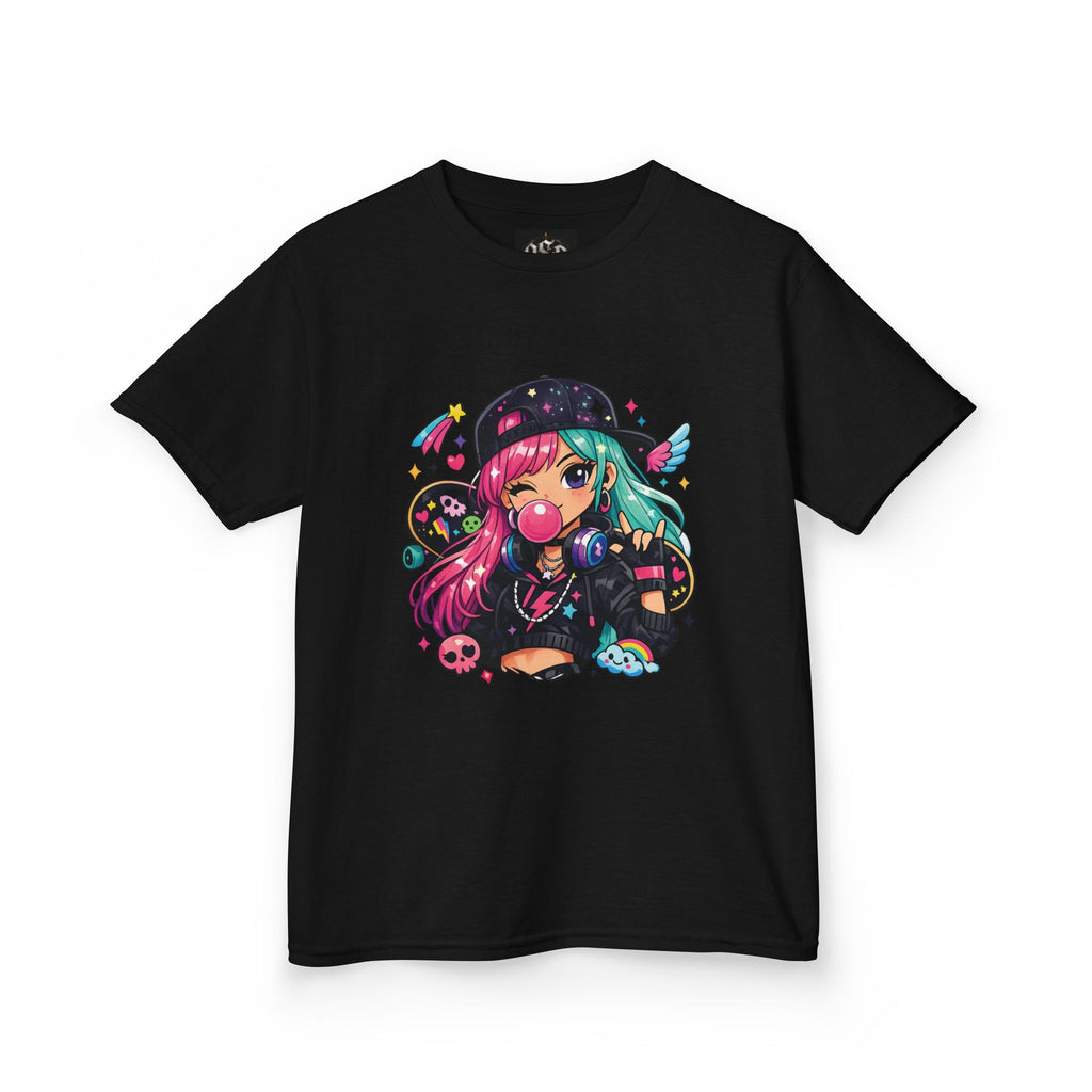 Kids Anime Gamer Tee — Colorful Kawaii Girl Graphic