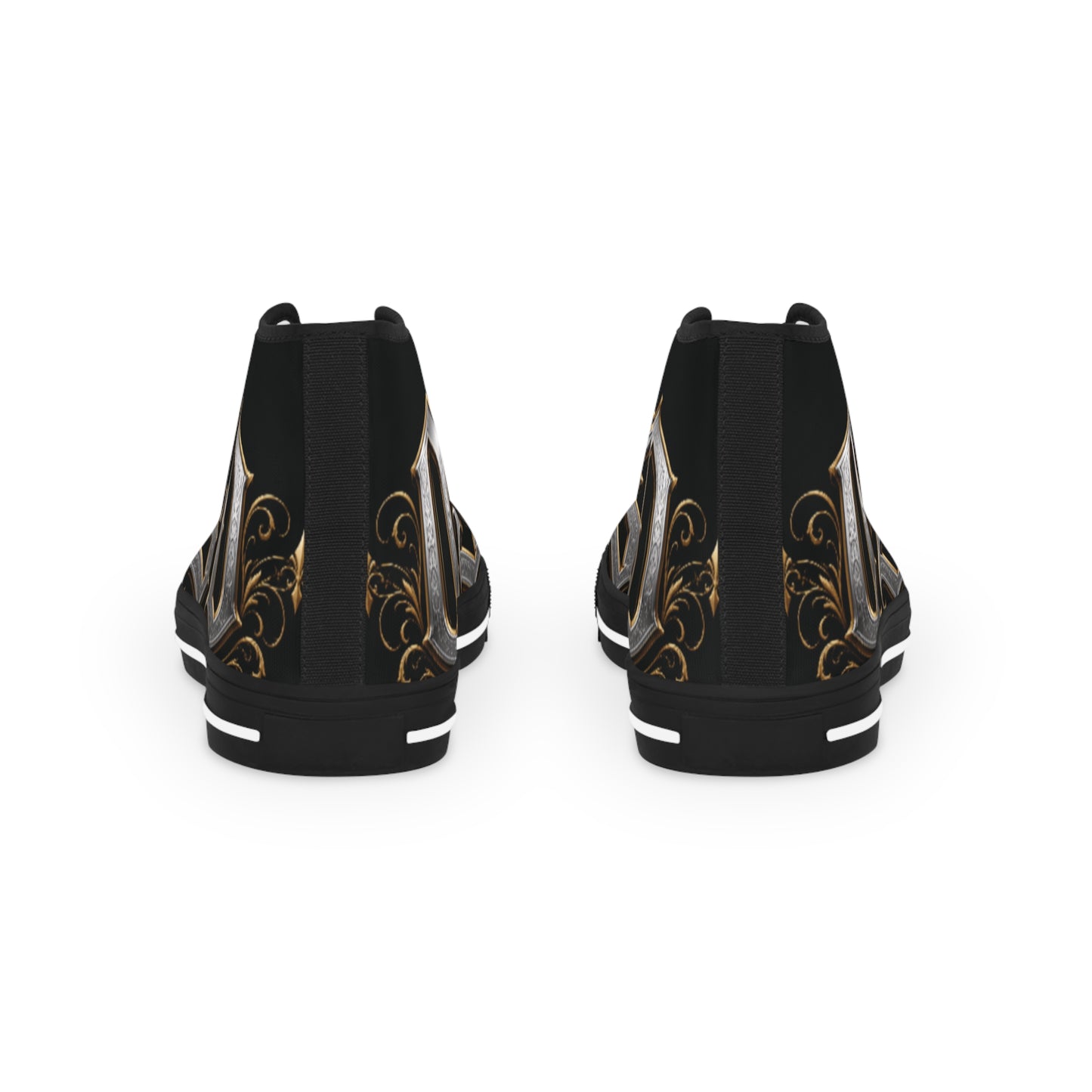 High Top Sneakers — Gothic Lettering Black & Gold Streetwear