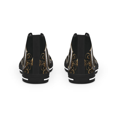 High Top Sneakers — Gothic Lettering Black & Gold Streetwear
