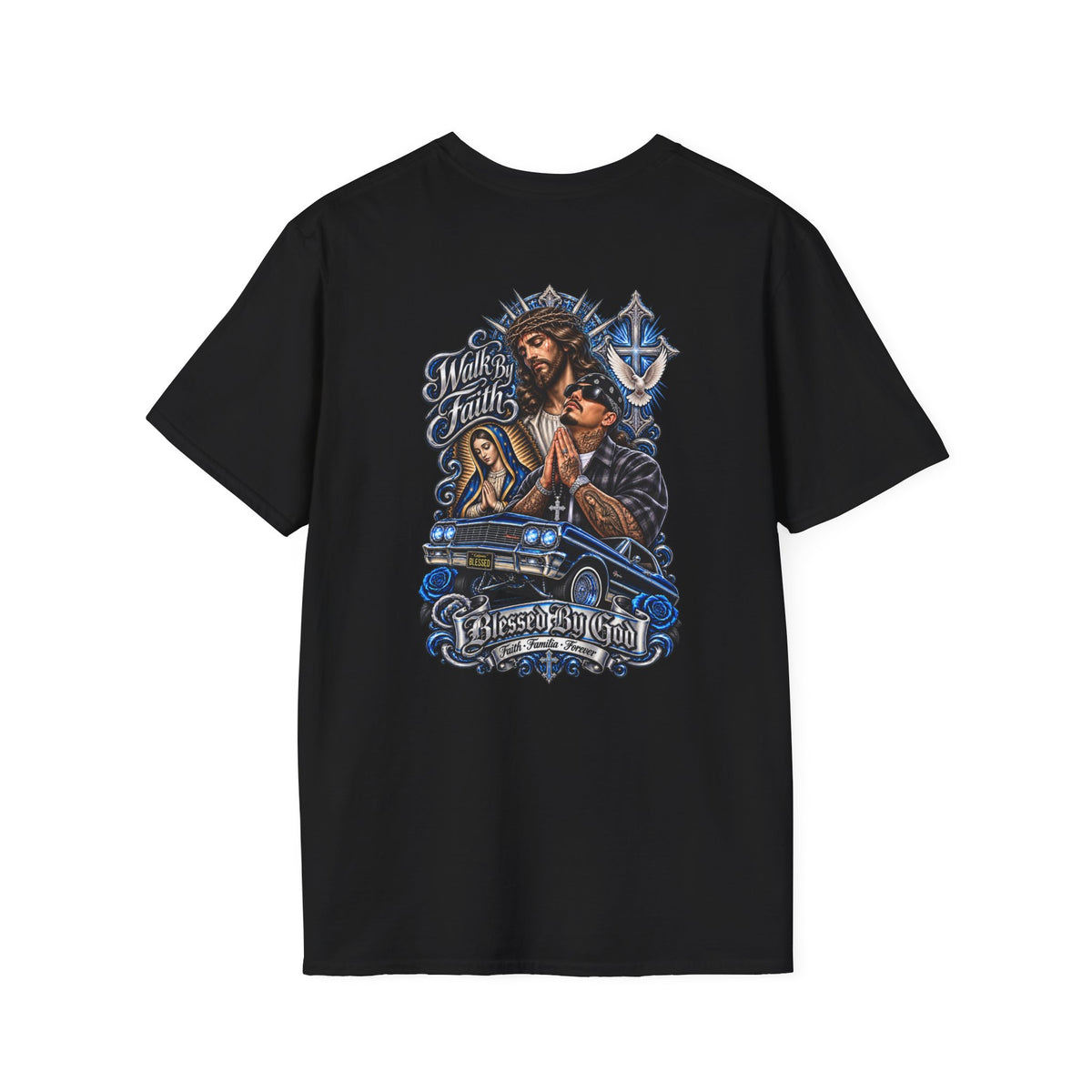 Jesus Prays T-Shirt – Faith, Cross & Blessed Are the Merciful Graphic Tee