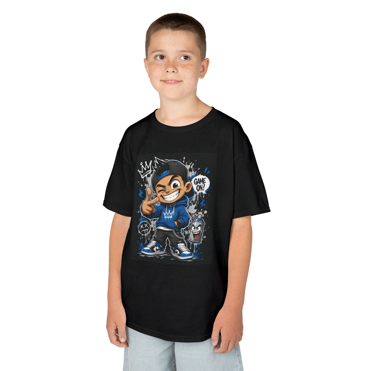 Kids Streetwear Tee — Cartoon Skate Kid Graphic Shirt