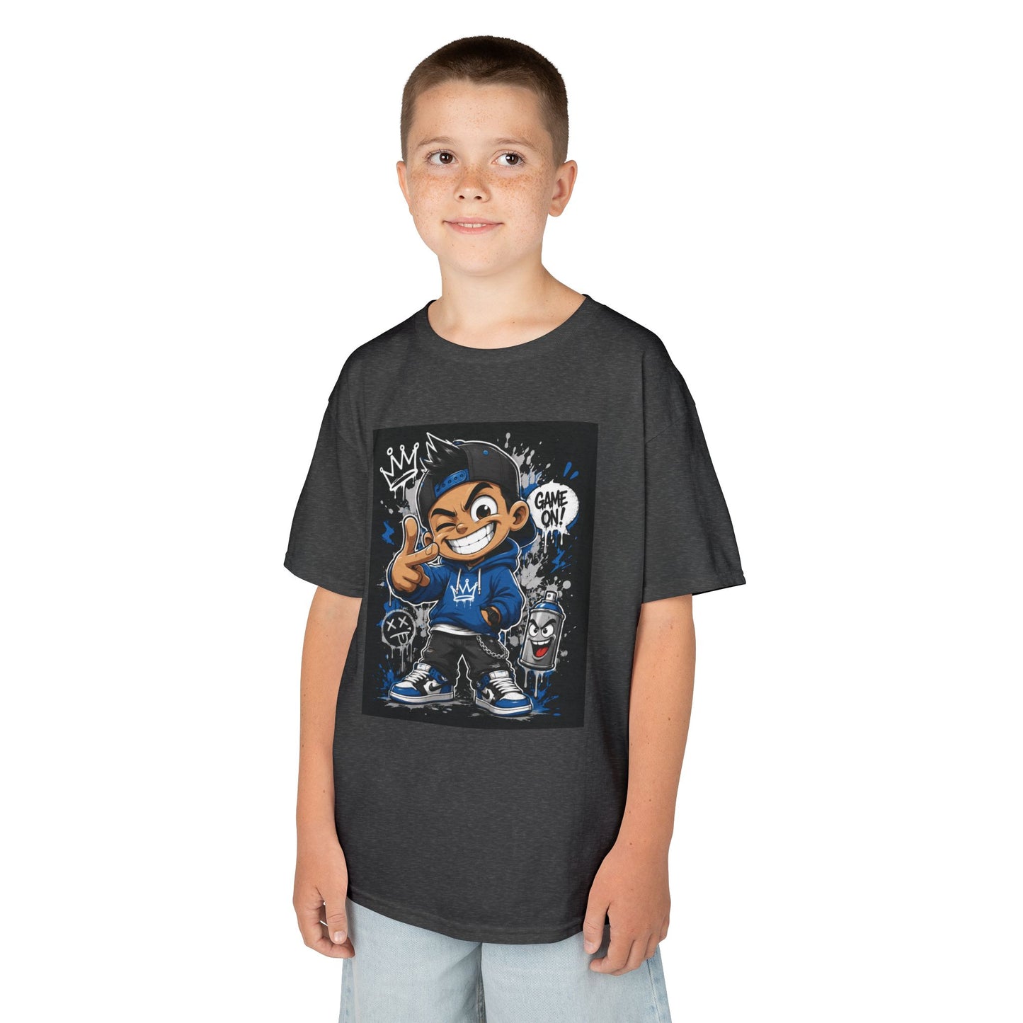 Kids Streetwear Tee — Cartoon Skate Kid Graphic Shirt