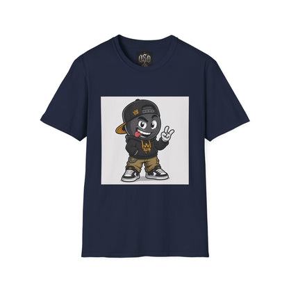 Character Graphic T‑Shirt — Cartoon Peace Sign Streetwear Tee