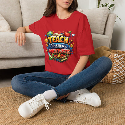 Teacher "Teach Inspire Motivate" T-Shirt — Colorful School Education Tee