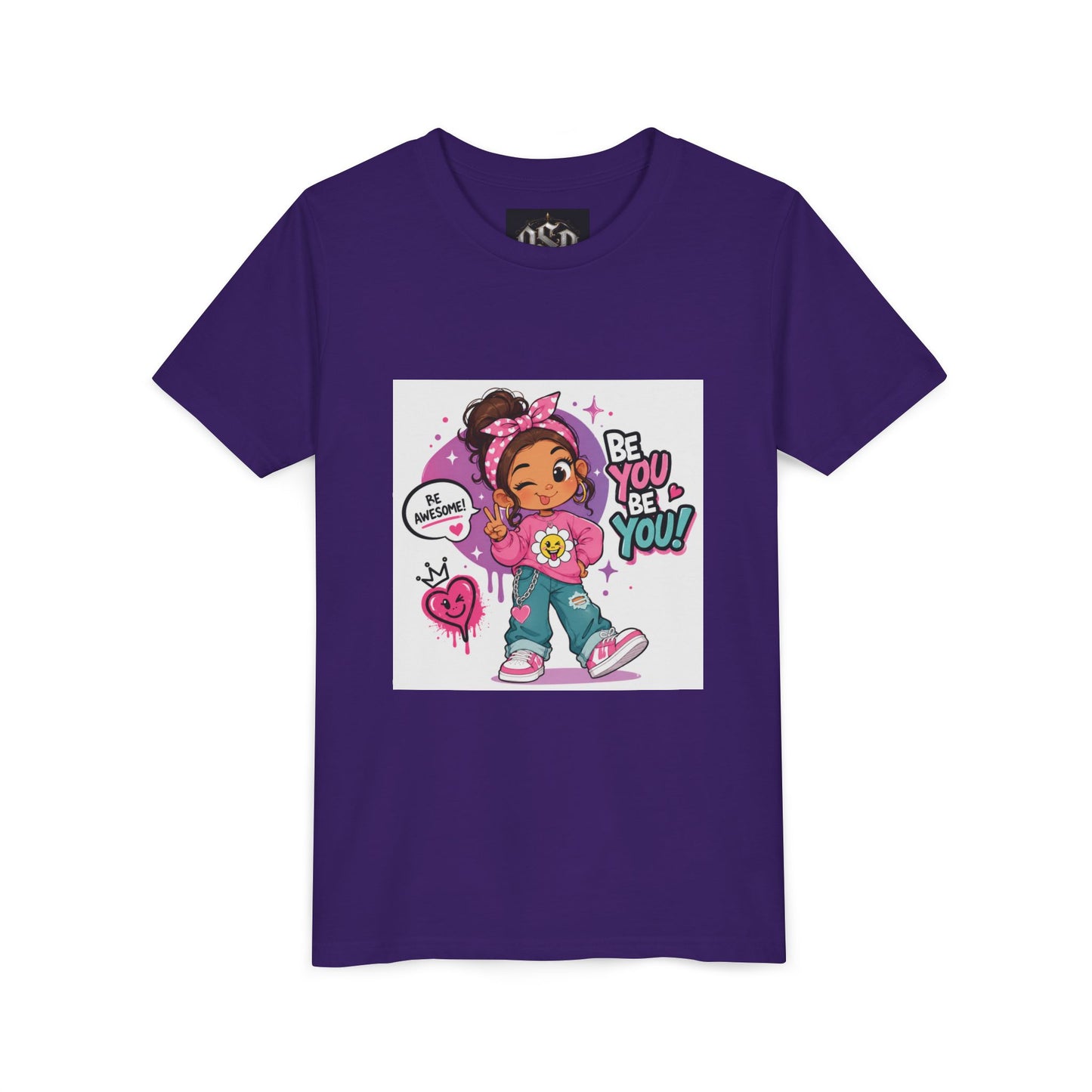 Youth Tee — "Be You Be You" Cute Empowerment Girl Graphic T-Shirt