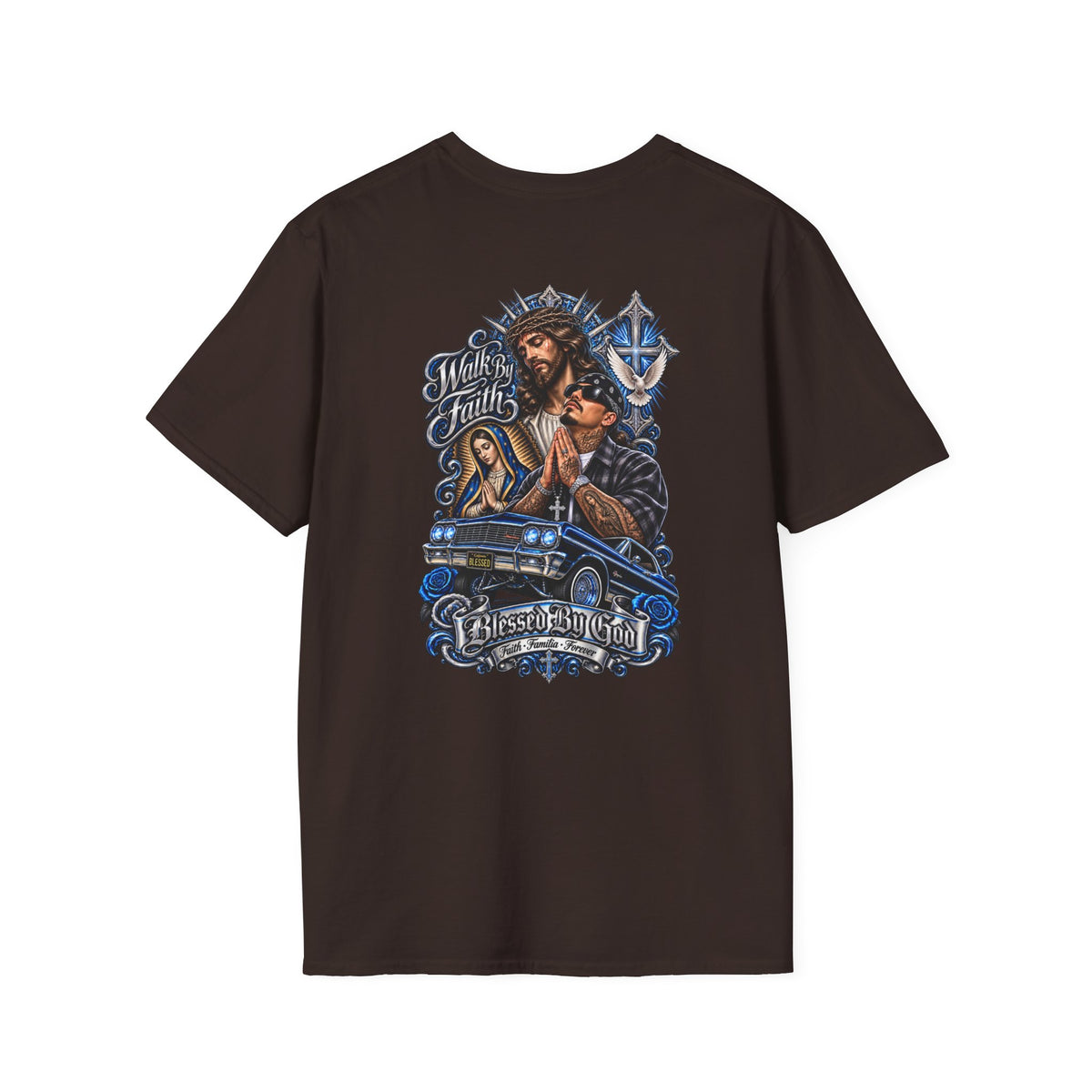 Jesus Prays T-Shirt – Faith, Cross & Blessed Are the Merciful Graphic Tee