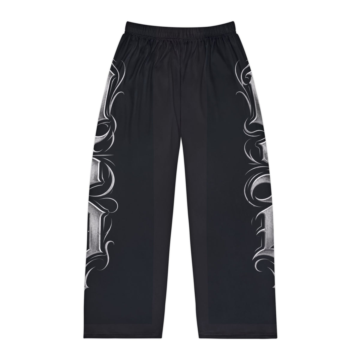 Gothic Script Lounge Pants — Men's Printed Pajama Trousers