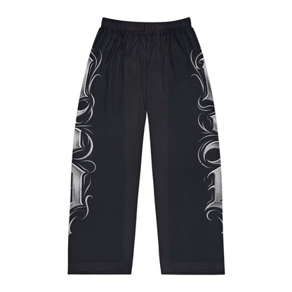 Gothic Script Lounge Pants — Men's Printed Pajama Trousers