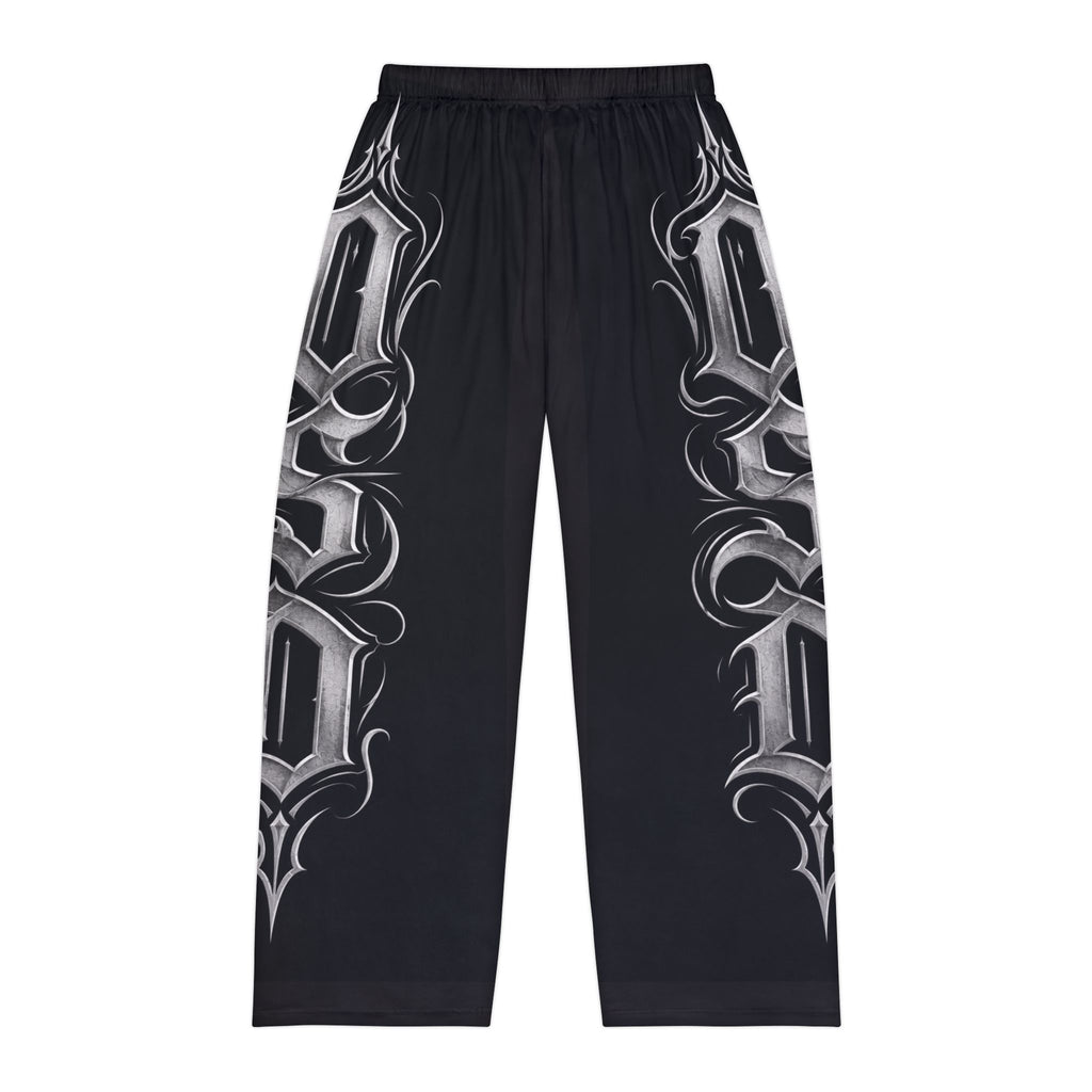 Gothic Script Lounge Pants — Men's Printed Pajama Trousers