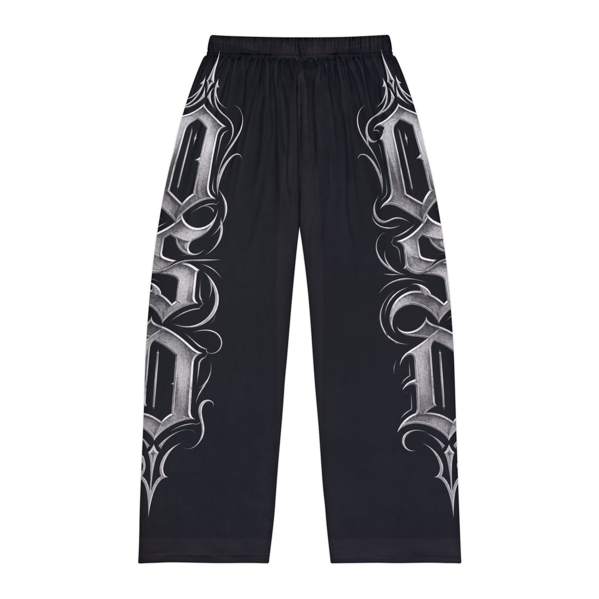 Gothic Script Lounge Pants — Men's Printed Pajama Trousers