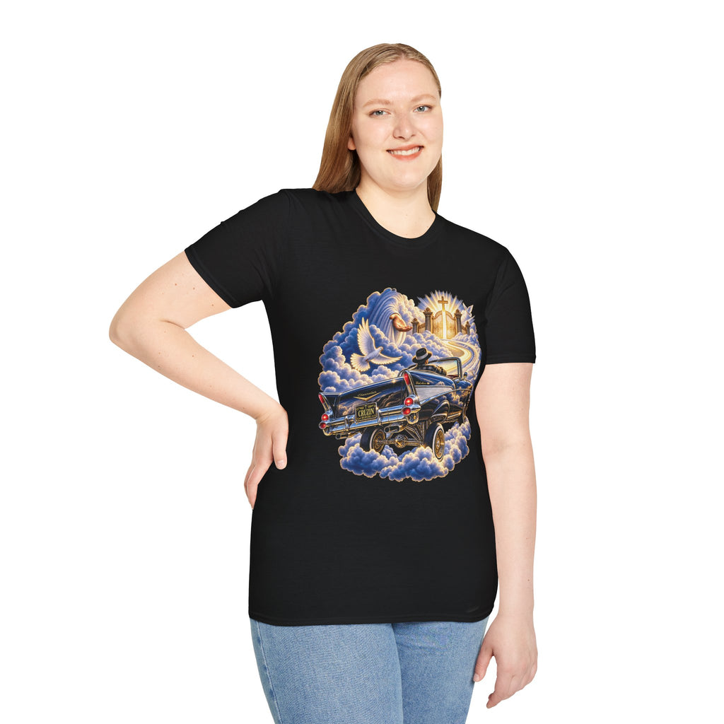 Christian Heaven Car Tribute T-Shirt — Guardian Angel, Cross & Dove T Shirt