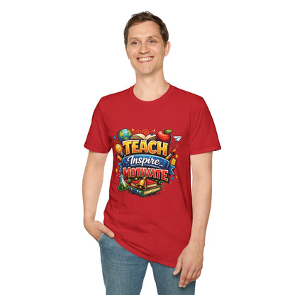 Teacher "Teach Inspire Motivate" T-Shirt — Colorful School Education Tee
