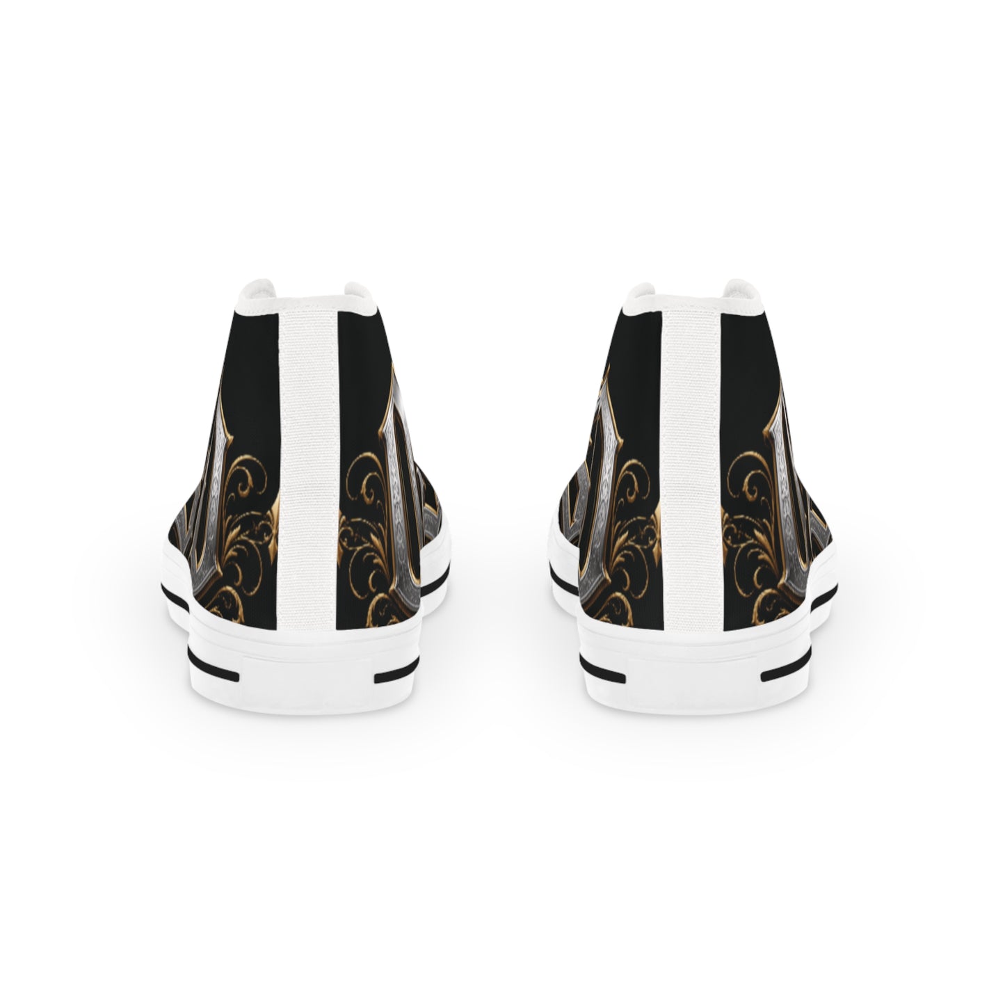 High Top Sneakers — Gothic Lettering Black & Gold Streetwear