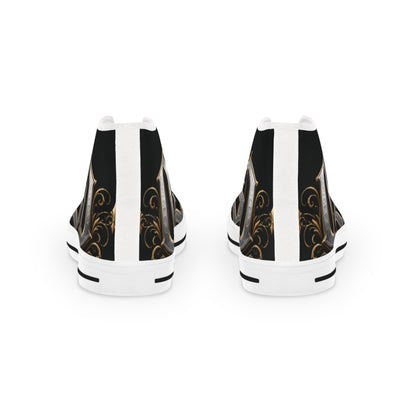 High Top Sneakers — Gothic Lettering Black & Gold Streetwear