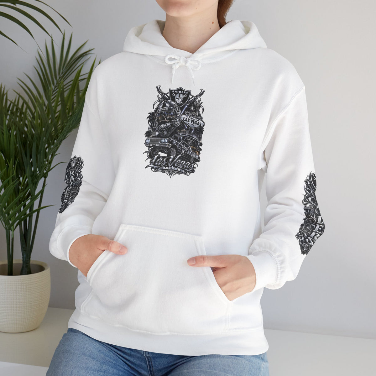 Las Vegas Raider Hoodie — Raider Graphic Pullover with Sleeve Art