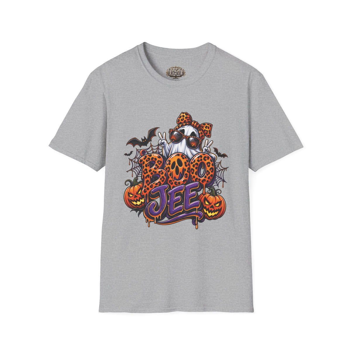Ghost Boo Leopard Halloween T-Shirt — 'Boo' Graphic Pumpkin Bat Tee