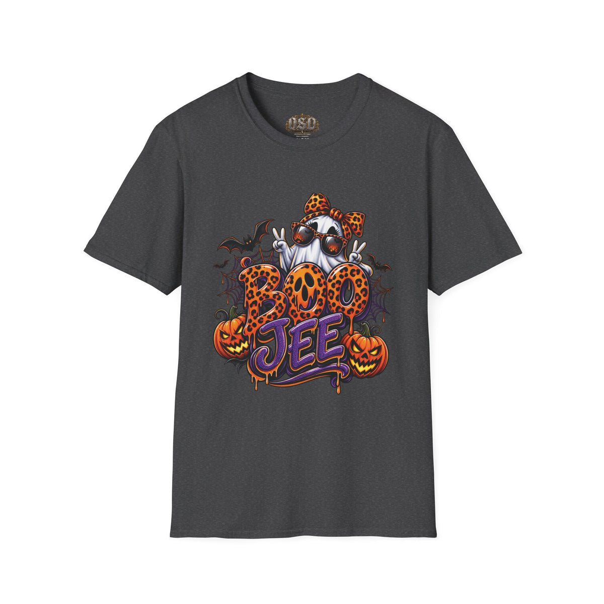 Ghost Boo Leopard Halloween T-Shirt — 'Boo' Graphic Pumpkin Bat Tee