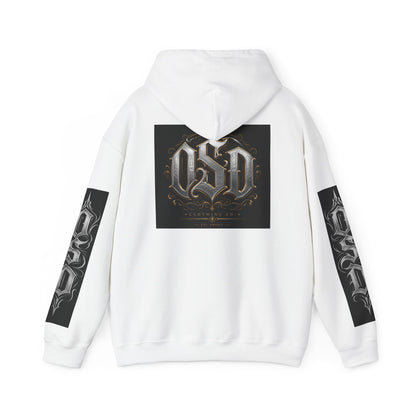 Graphic Hoodie — Gothic "OSD" Logo Pullover with Sleeve Panels