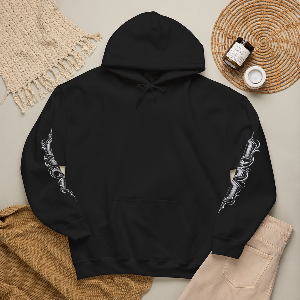 Hoodie — Ornate Gothic "OSD" Logo Sleeve & Back Streetwear Hoodie