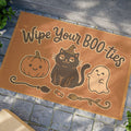 Doormat — "Wipe Your BOO-ties" Halloween Cat, Pumpkin & Ghost Welcome Mat