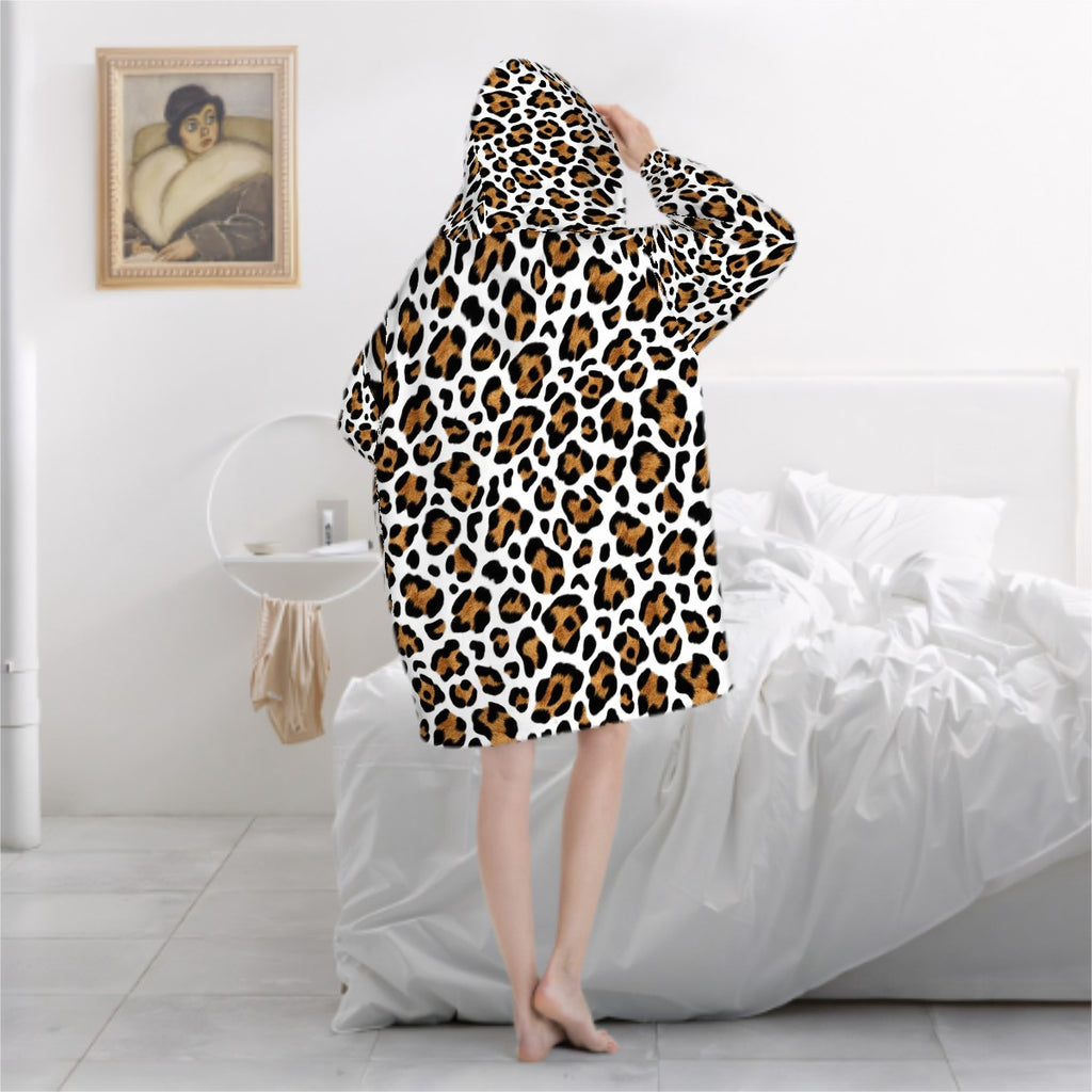 Adult Blanket Hoodie  Golden Leopard Print