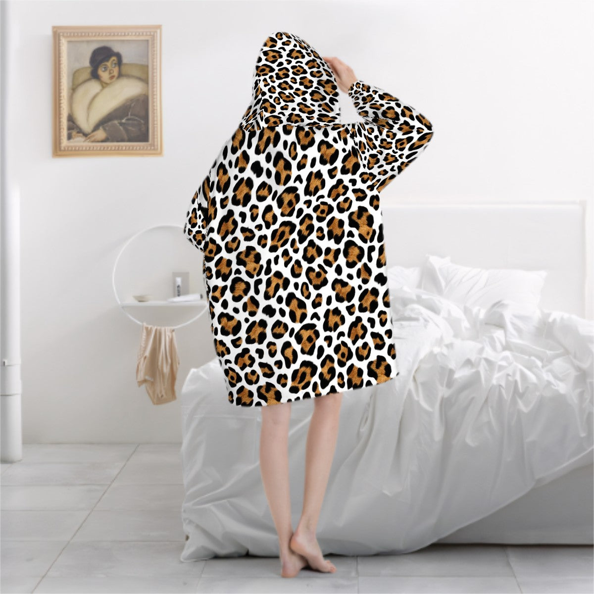 Adult Blanket Hoodie  Golden Leopard Print