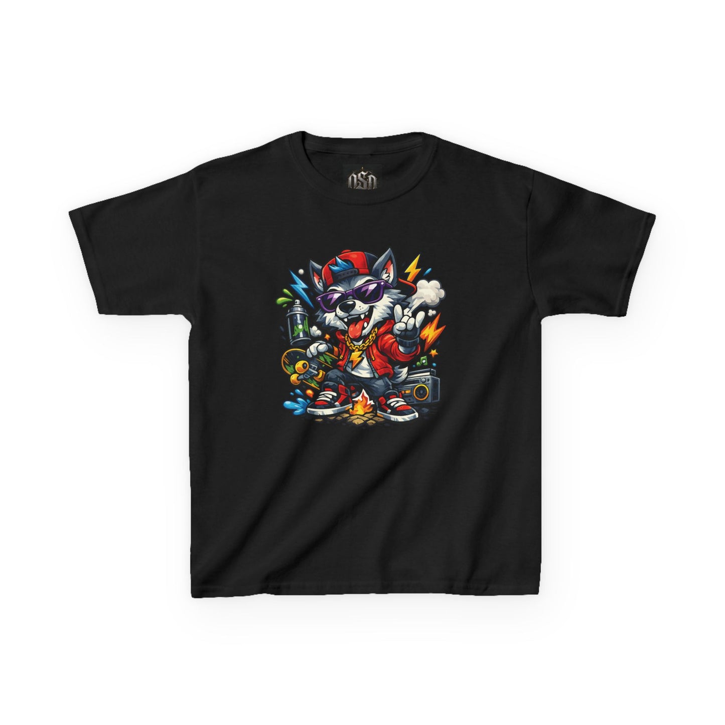 Kid's Cool Wolf Graphic Tee — Cool Music Festival Shirt for Kids
