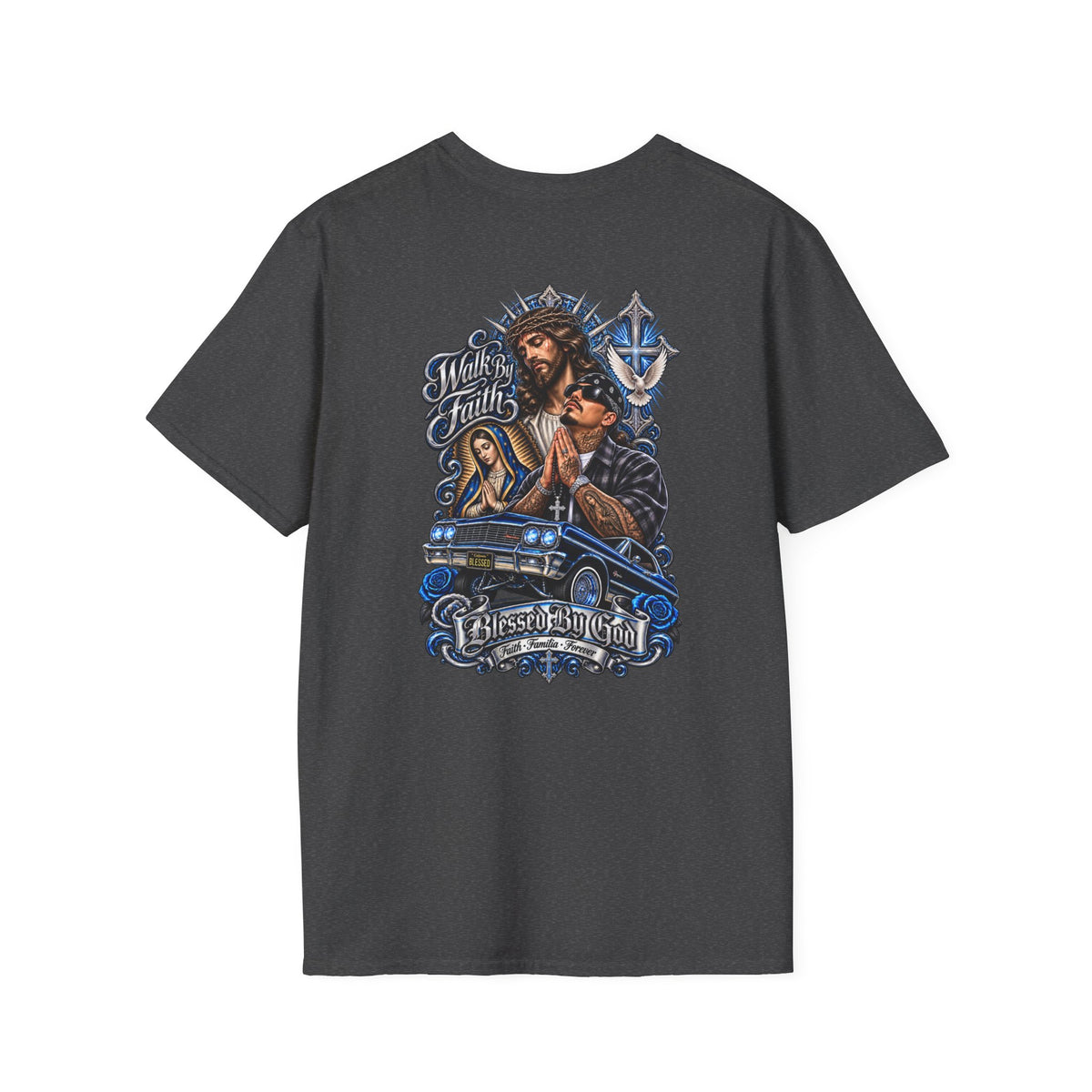Jesus Prays T-Shirt – Faith, Cross & Blessed Are the Merciful Graphic Tee