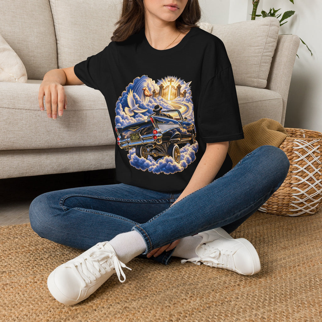 Christian Heaven Car Tribute T-Shirt — Guardian Angel, Cross & Dove T Shirt