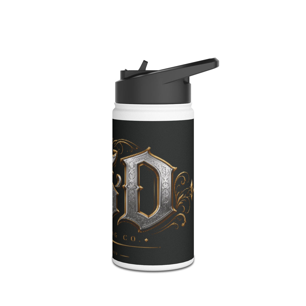 Ornate Gothic Stainless Steel Water Bottle — Vintage Monogram Design