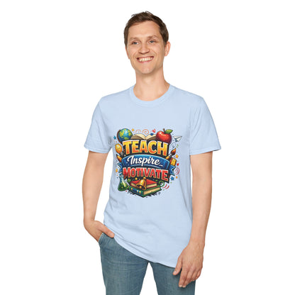 Teacher "Teach Inspire Motivate" T-Shirt — Colorful School Education Tee