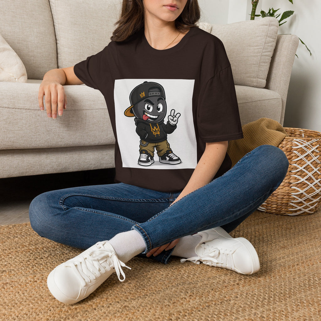 Character Graphic T‑Shirt — Cartoon Peace Sign Streetwear Tee