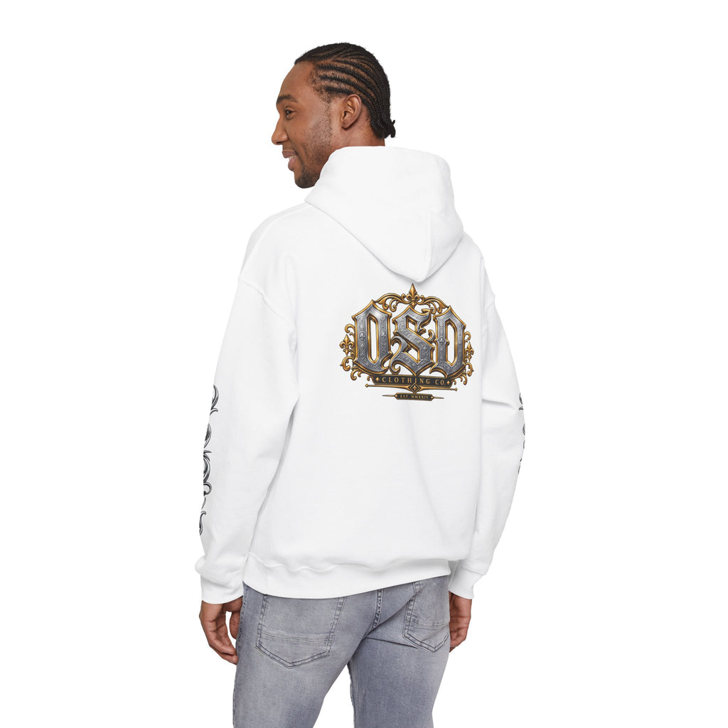 Hoodie — Ornate Gothic "OSD" Logo Sleeve & Back Streetwear Hoodie