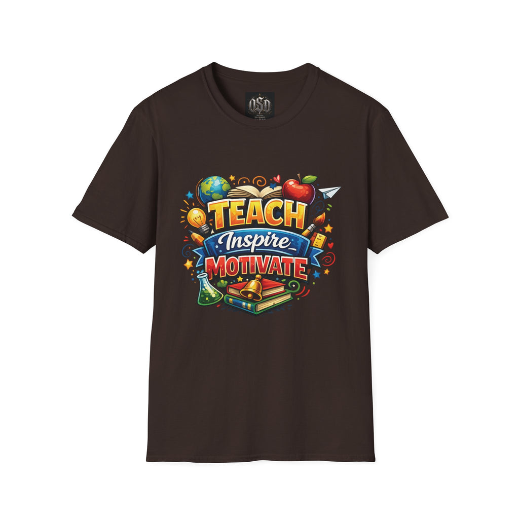Teacher "Teach Inspire Motivate" T-Shirt — Colorful School Education Tee