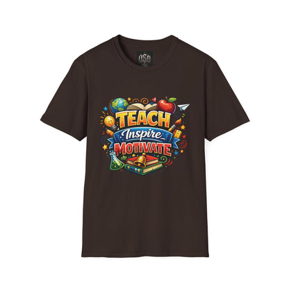 Teacher "Teach Inspire Motivate" T-Shirt — Colorful School Education Tee