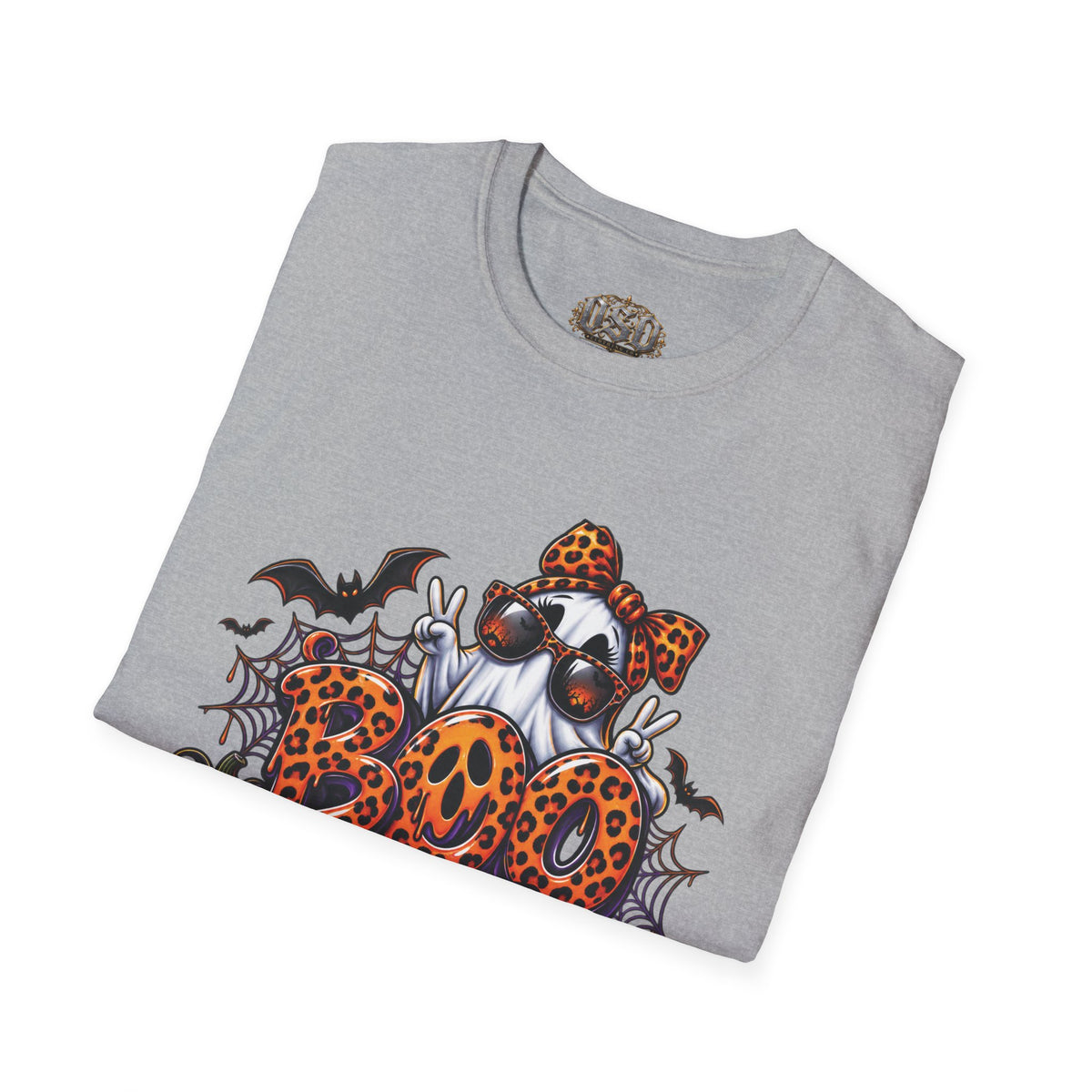 Ghost Boo Leopard Halloween T-Shirt — 'Boo' Graphic Pumpkin Bat Tee