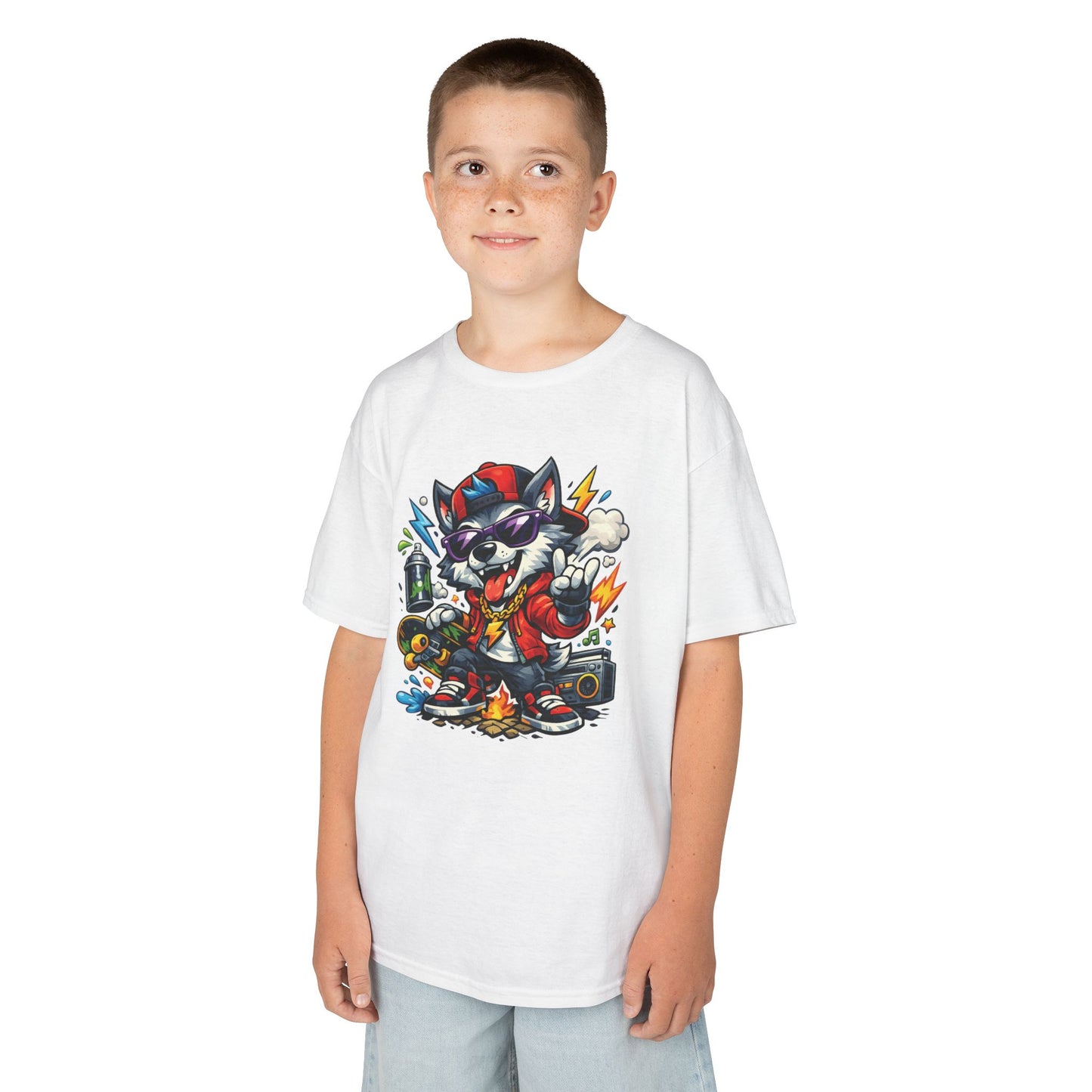 Kid's Cool Wolf Graphic Tee — Cool Music Festival Shirt for Kids