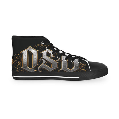 High Top Sneakers — Gothic Lettering Black & Gold Streetwear