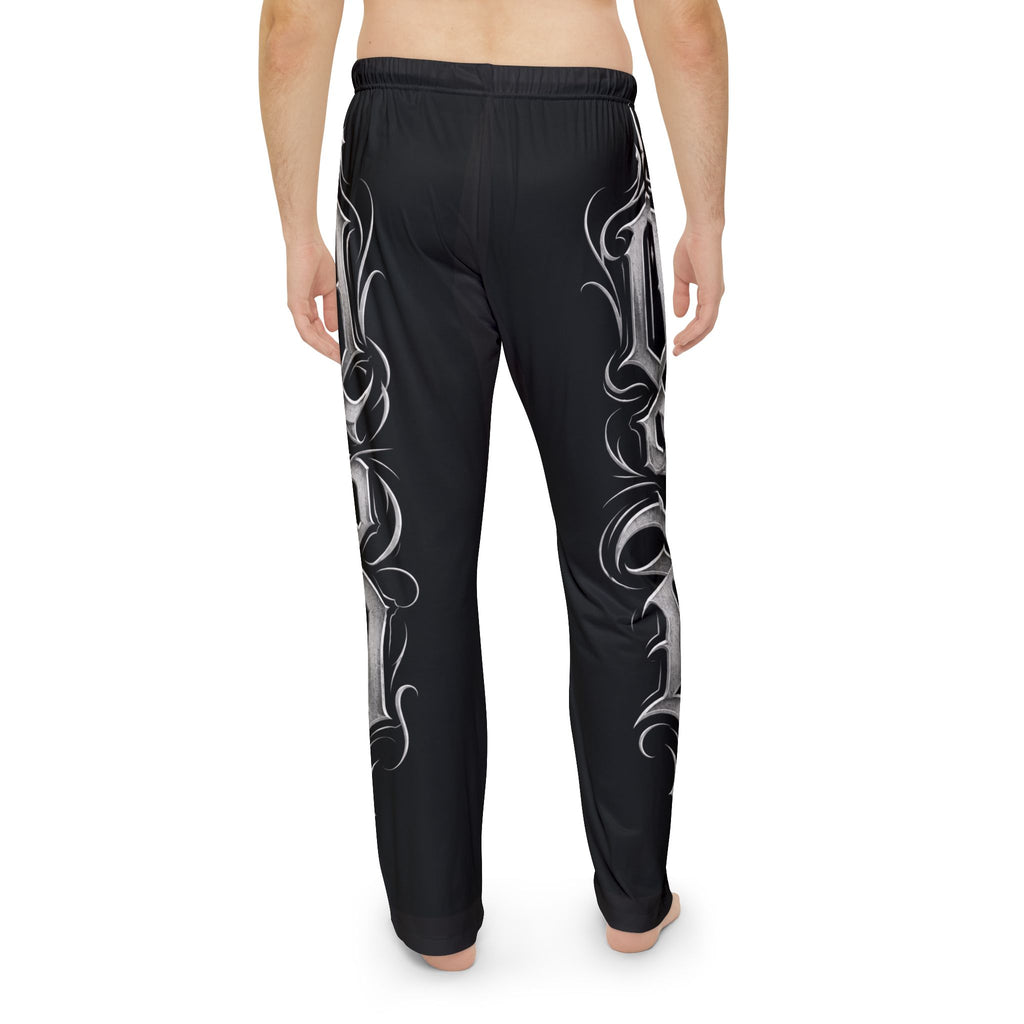 Gothic Script Lounge Pants — Men's Printed Pajama Trousers