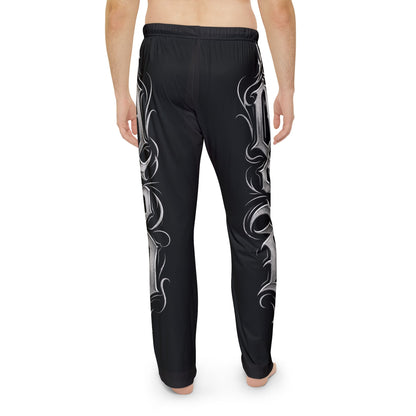 Gothic Script Lounge Pants — Men's Printed Pajama Trousers