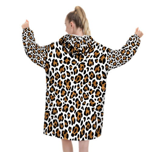 Adult Blanket Hoodie  Golden Leopard Print