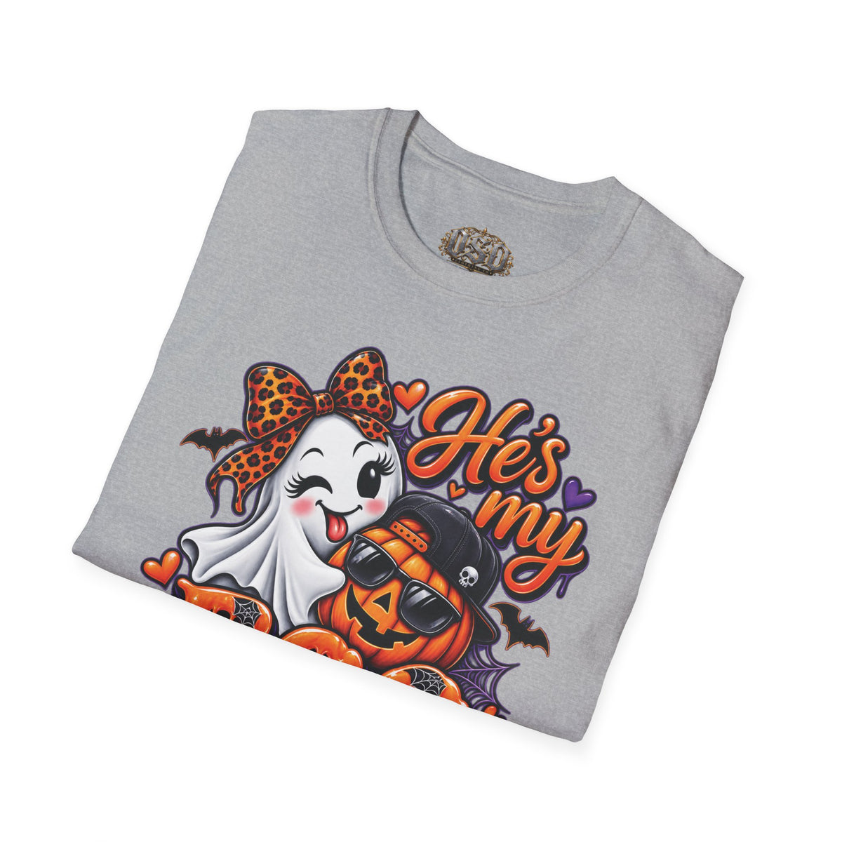 Halloween "He's My Boo Thing" T-Shirt — Cute Ghost & Pumpkin Couple Tee