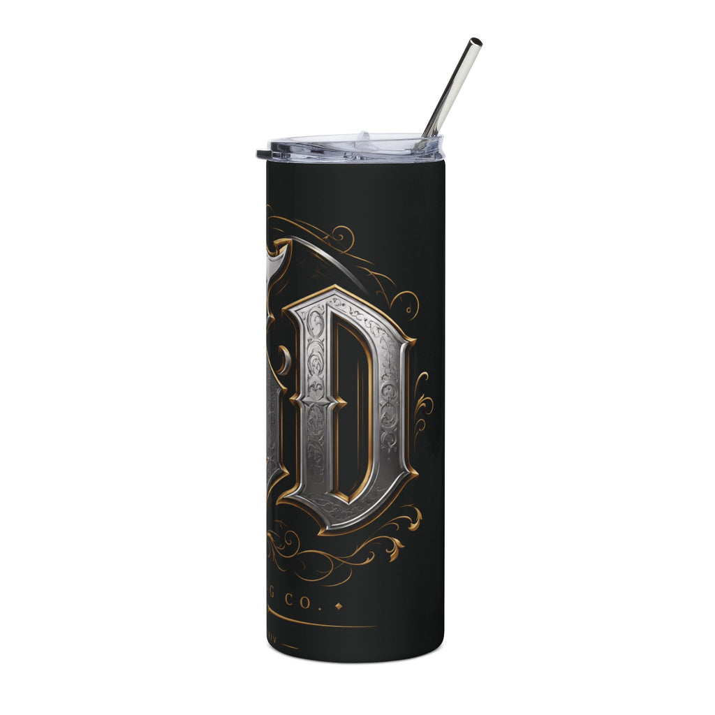 Gothic Monogram 20oz Stainless Tumbler — Metallic S Letter Travel Cup