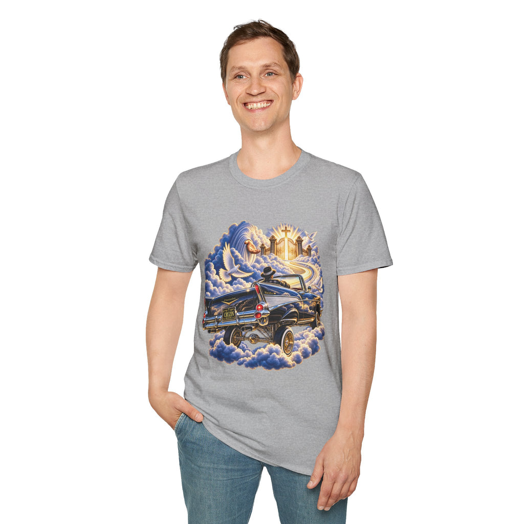 Christian Heaven Car Tribute T-Shirt — Guardian Angel, Cross & Dove T Shirt