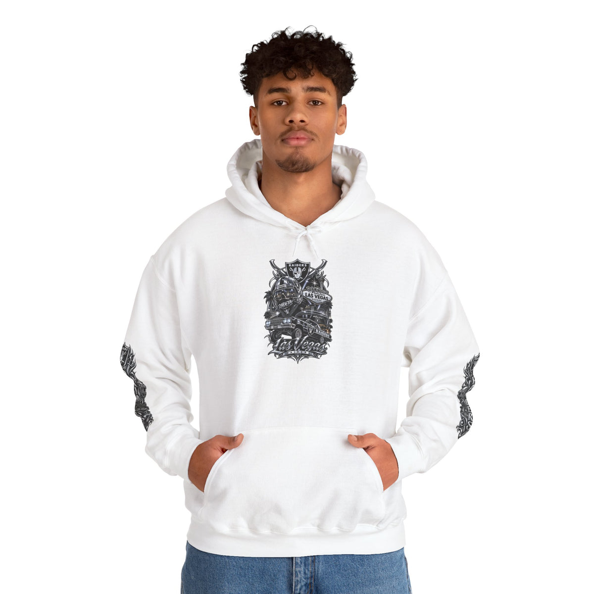 Las Vegas Raider Hoodie — Raider Graphic Pullover with Sleeve Art