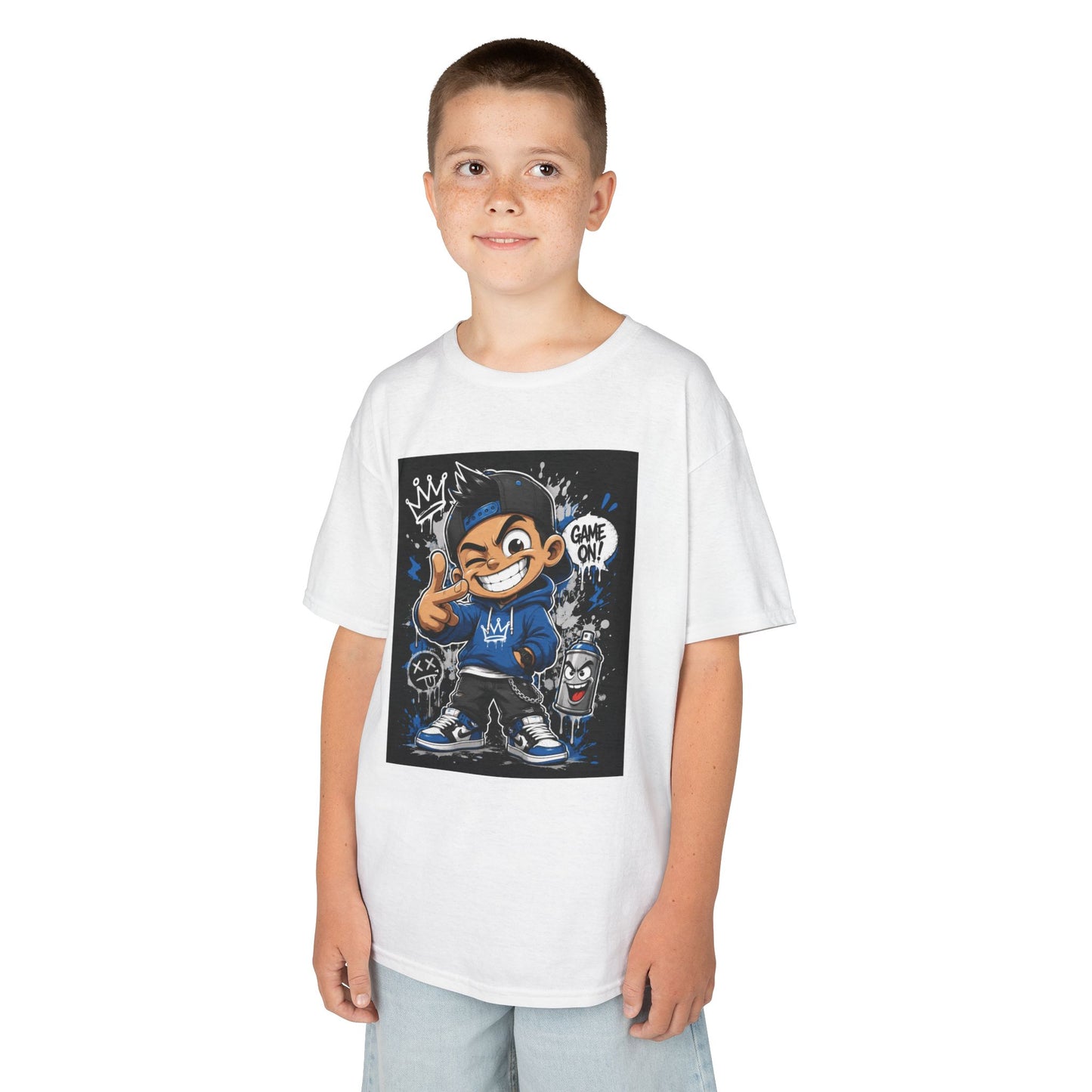 Kids Streetwear Tee — Cartoon Skate Kid Graphic Shirt