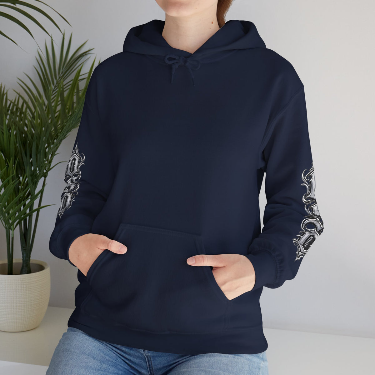 Hoodie — Ornate Gothic "OSD" Logo Sleeve & Back Streetwear Hoodie
