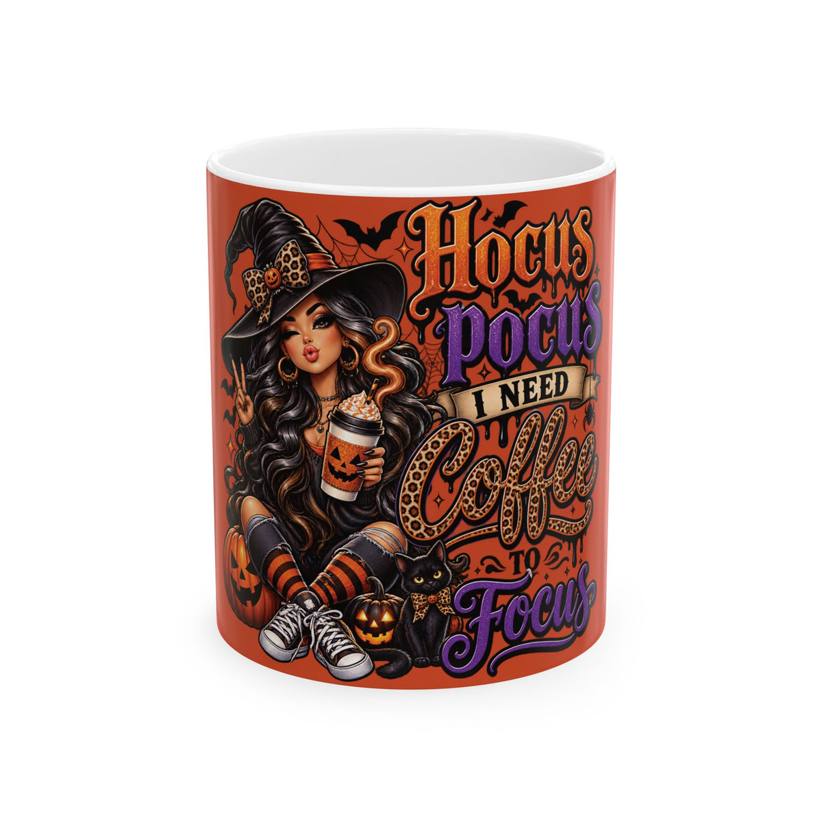 Hocus Pocus I Need Coffee To Focus Halloween Ceramic Mug (11oz/15oz)