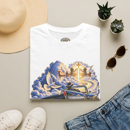 Christian Heaven Car Tribute T-Shirt — Guardian Angel, Cross & Dove T Shirt